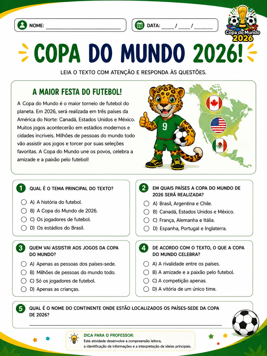 Atividade Copa do Mundo 2026