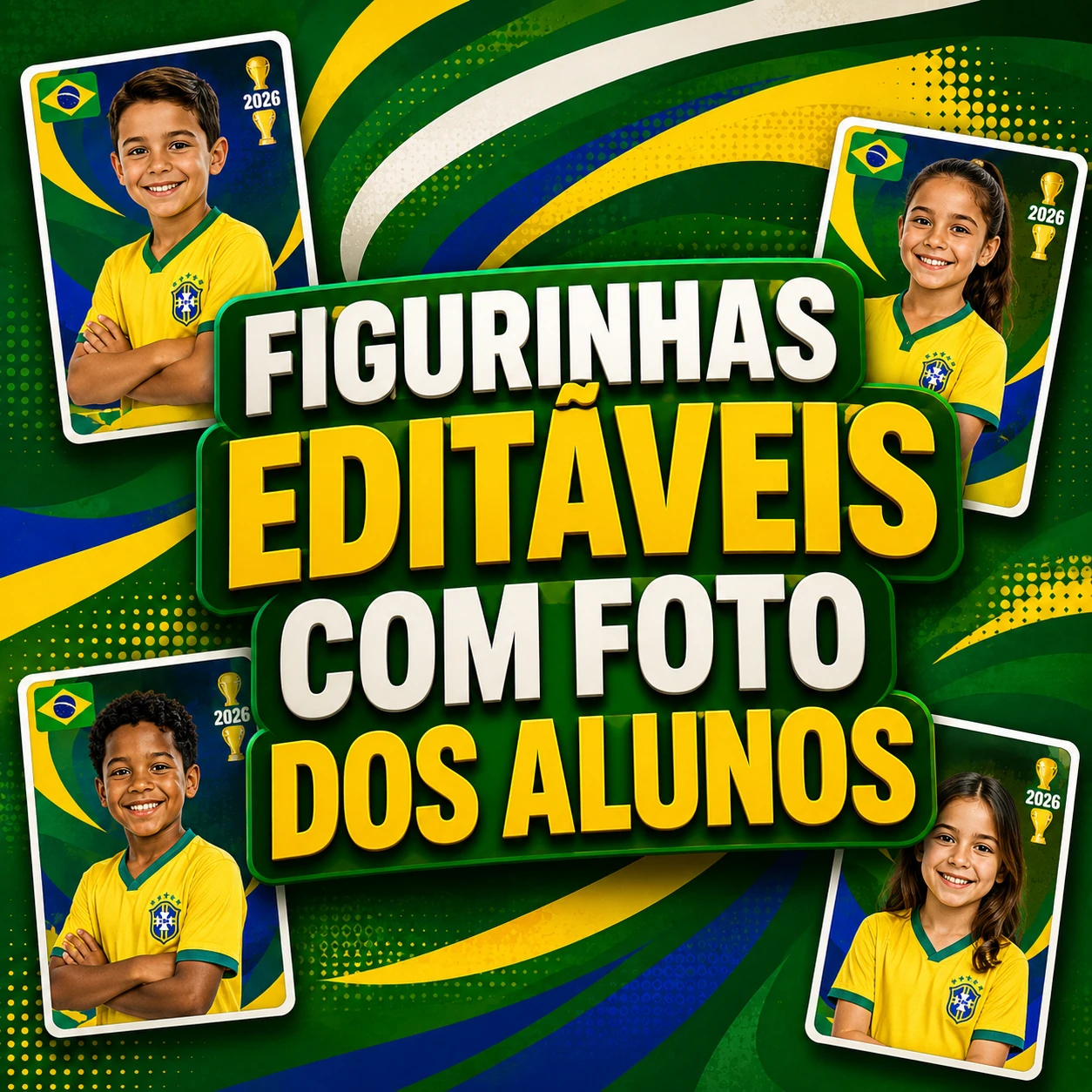 Figurinhas Editáveis com Foto dos Alunos